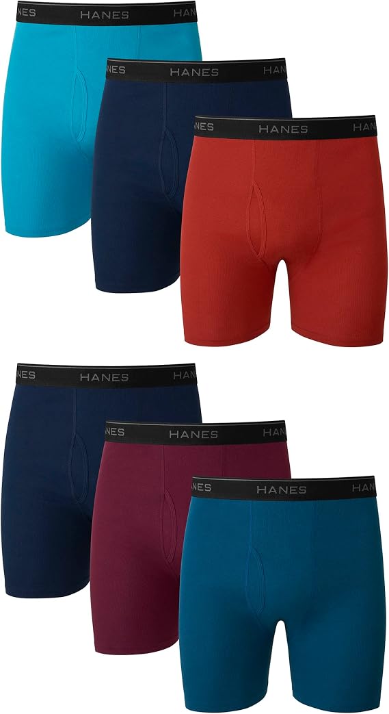 Hanes Men's Underwear Boxer Briefs, Cool Dri Moisture-wicking Underwear, Cotton No-ride-up for Men, Multi-packs Available Boxer Briefs (pack of 6)
