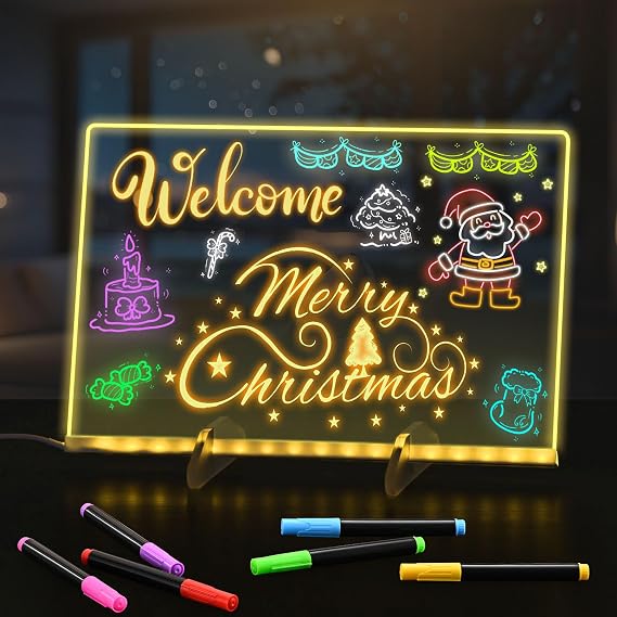 BlueSwan LED Drawing Board for Kids, Acrylic Light Board 30x20cm