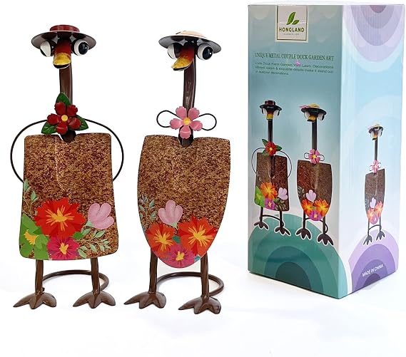 HONGLAND Duck Metal Yard Art - Funny Duck Couple Garden Decor Porch Goose