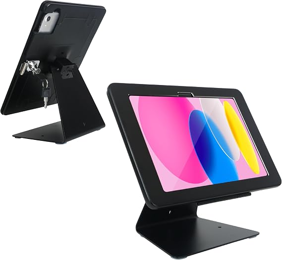 Desktop Anti-Theft Security Stand Holder for 2025 iPad 11 A16 11th 2022 iPad 10.9 10th Gen.,with Lock and Key,Flip &360Rotating Horizontal or Vertical DesignBlack