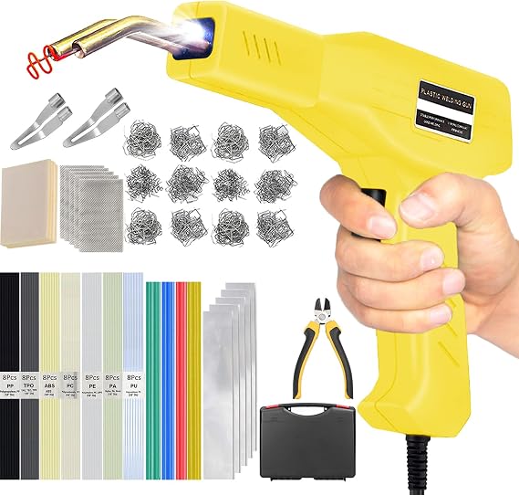 150W Plastic Welder,2 in1 Plastic Welding Kit,Plastic Welder Gun Soldering Kit,Hot Stapler Plastic Welding Car Bumper Repair Kit,64pcs Plastic Welding Rods,800pcs Staples for Plastic Crack Repair