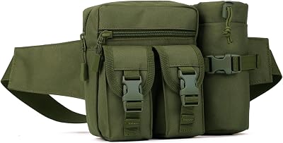 Huntvp Tactical Waist Pack Pouch With Water Bottle Pocket Holder WR Molle Fanny Hip Belt Bag