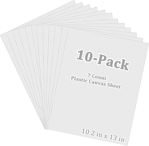 10 Pieces 7 Count Plastic Canvas Sheets, 10.2x13in Eye Mesh, White