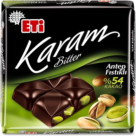Eti Karam %54 Kakaolu Antep Fıstıklı Bitter Çikolata 60 g