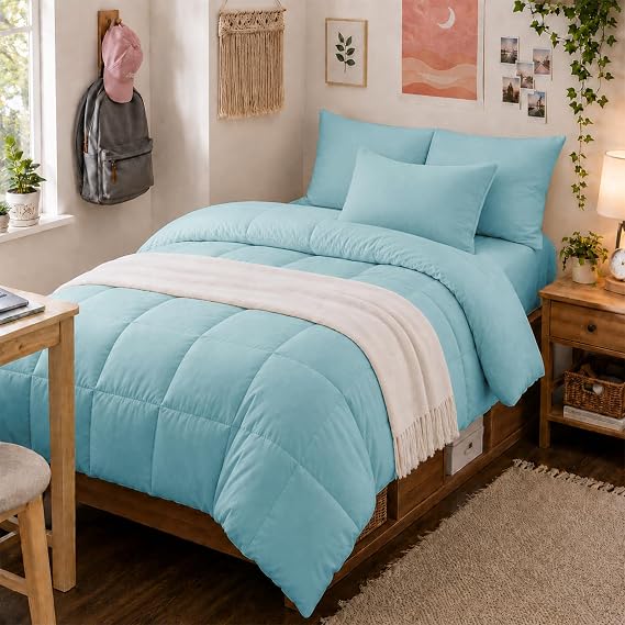 Anluoer Twin Comforter Set, 5 Piece Bed in a Bag Twin Bedding Sets
