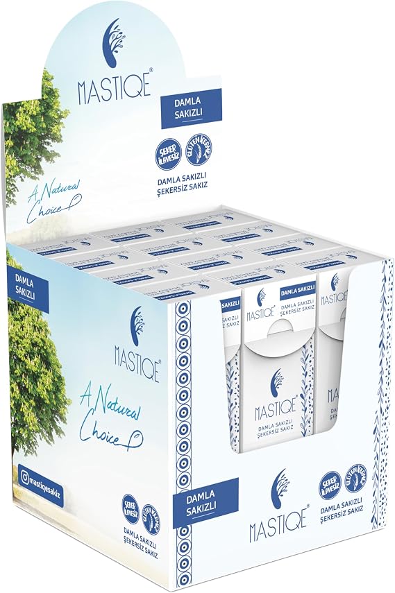 Mastiqe Doğal Aromalı Damla Sakızlı Şekersiz Sakız 20 Grx 12 Adet (Sade)