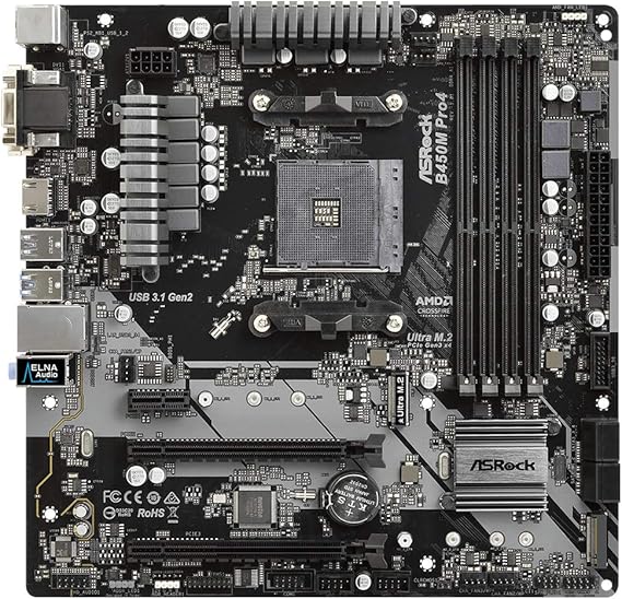 ASRock B450M PRO4 AM4 AMD Promontory B450 SATA 6Gb/s USB 3.1 HDMI Micro ATX AMD Motherboard