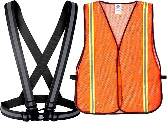 Dazonity High Visibility Safety Vest,2pcs,Lightweight,Adjustable & Elastic Hi Vis Running Gear,Hi Vis Reflective Strips, Mesh Safety Vest,Fit for Men & Women, Construction,Cycling, Running, Surveyor