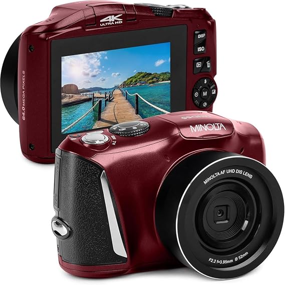 Minolta MND55 64MP 4K Ultra HD Wi-Fi Digital Camera - Red