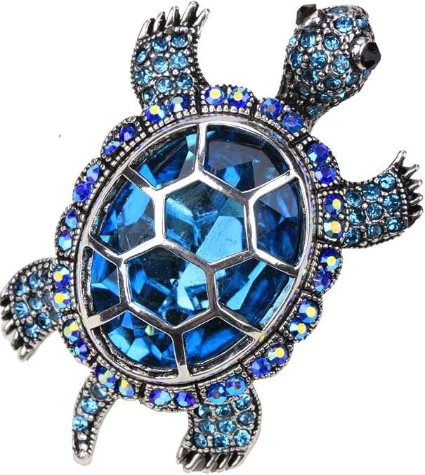 YACQ Women's Big Turtle Pin Brooch + Pendant 2 in 1 - Scarf Holders - Lead & Nickle Free - (2-1/4 x 1-1/2) Inches - Halloween Costume Jewelry Accessories