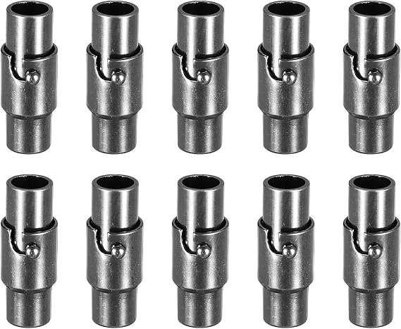 UXCELL Leather Cord End Clasp, 10pcs 4mm Hole Leather Clasps, Cord End Caps Closures for Jewelry Making DIY Crafts, Black