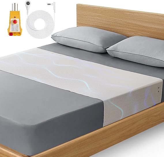 Grounding Sheets, Grounding Mat for Bed Earth Grounded Sheet Pad 10% Silver Fiber+90% Organic Cotton, for Queen, King and All Mattress Sizes, with Outlet Tester & Cord 104"*24" (Beige)