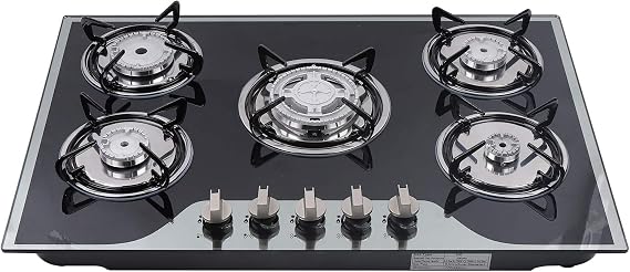5 Burner Gas Stove Gas Cooktop 30 Inch,Stainless Steel Built-in Gas Stove with Independent Switch Control,NG/LPG Convertible Gas Cooktop,Thermocouple Protection