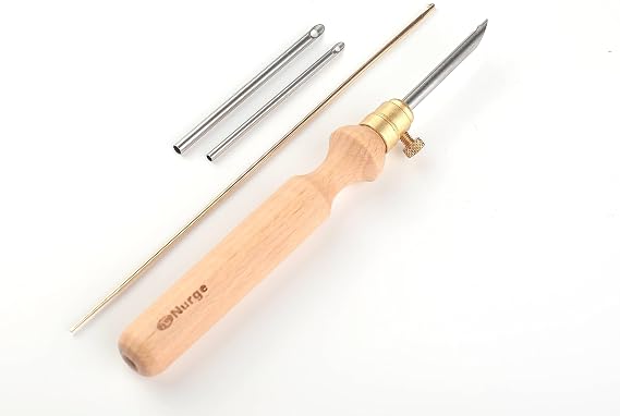 Nurge Premium Quality Punch Needle Kit, 3mm-4mm-5mm Metal Tubes and Wooden Handle Punch Needle Kits for Adult Beginner, Embroidery Weaving Tools for Thread