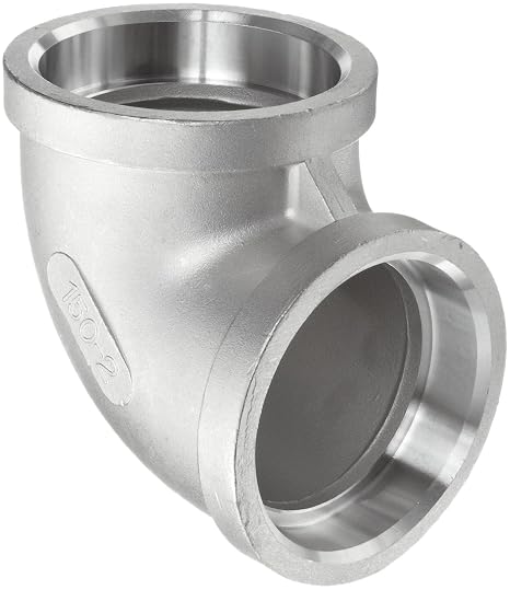 Stainless Steel 304 Cast Pipe Fitting, 90 Degree Elbow, Socket Weld, MSS SP-114, 1-1/4" Female