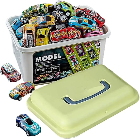 Pull Back Toy Car,Kids Play Car & Race Car - Mini Race Car for Boys with Carrying Case, Teacher Treasure Chest Toy Party Favors engli