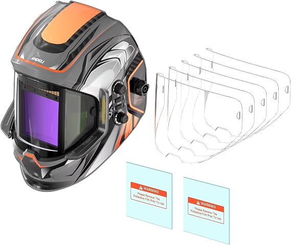 ANDELI Panoramic 180 View 3.94"X3.74", True Color Auto Darkening Welding Helmet with Light and Replacement Lens