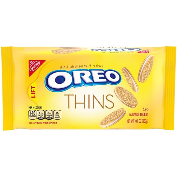 OREO Thins Golden Sandwich Cookies, Bulk Cookies, 12 - 10.1 oz Packs