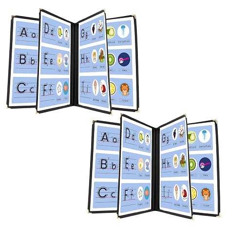 Menu Covers 8.5x11 2 Pack, 4 Page Restaurant Menu Book, Homeschool