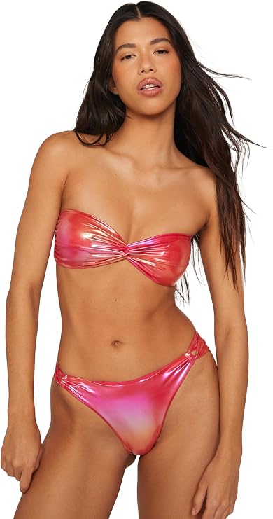 Nasty Gal Metallic Ombre Twist Bandeau Bikini Set