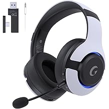 syndesmos Wireless PS5 Headset, 2.4GHz Gaming Headset for PS5, PC, Switch, Bluetooth 5.3 Headphones with Noise Canceling Mic, 7.1 Surround Sound, Low-Latency, 45H Battery, White