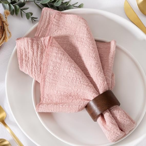 Pink Cloth Napkins Cotton Linen Napkins Cloth Bulk Set of 6