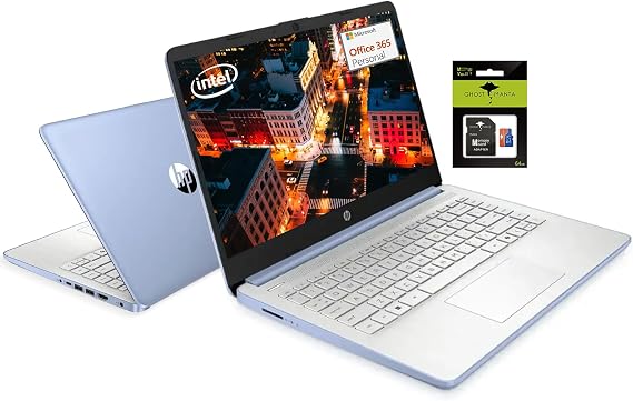 HP 14" Student-Laptop, Intel Processor N150(Up to 3.6GHz) 8GB RAM 192GB Storage(128GB UFC + 64GB Ghost Manta SD Card) Computer with Wi-Fi 6 Win11 Sky Blue