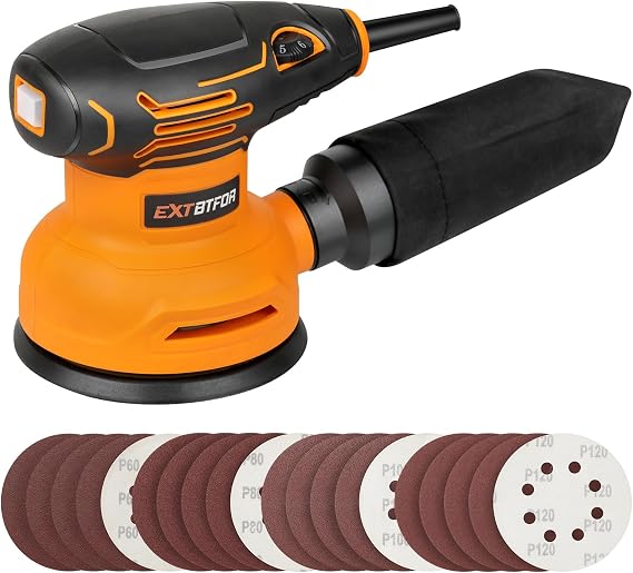 5" Orbital Sander,300W Electric Sander 5000-12000OPM Variable Speeds with 20Pcs Sandpapers,Power Orbital Sanders for Woodworking and Sanding with Vacuum Dust Collector