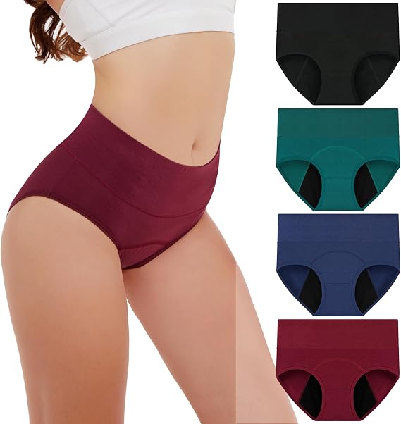 Period Underwear for Women Cotton Period Panties Leakproof Panty High Waisted Menstrual Postpartum Hipster Briefs