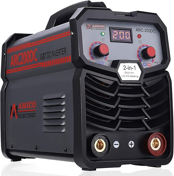 ARC-200DC, 200 Amp Stick Arc Lift-TIG Combo Welder, 80% Duty Cycle, 100-250V Wide Voltage, Use all electrodes: E6010 E6011 E6013 E7014 E7018 etc.