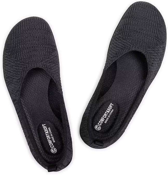 Frank Mully Womens Flat Shoes Wide Toe Box Knitted Flats Comfort Wide Width Walking Flats