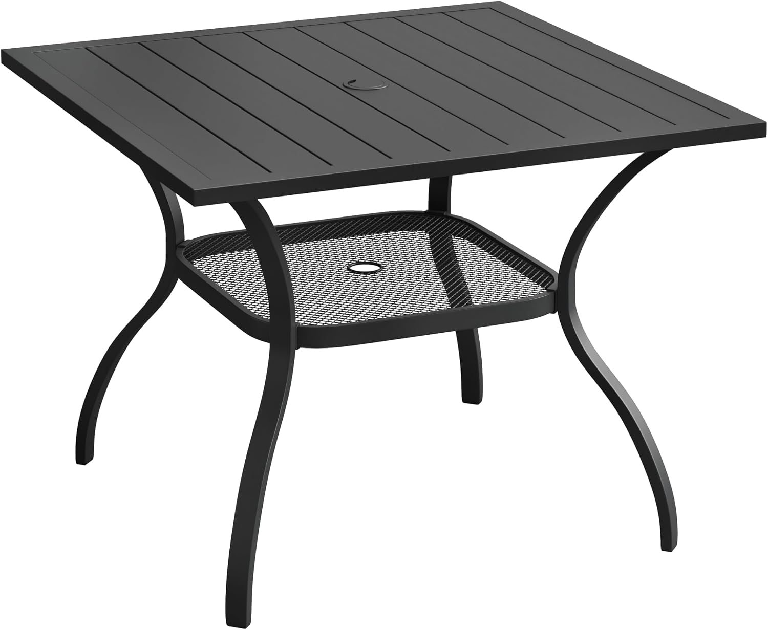 VICLLAX 37.8 Square Outdoor Patio Table, All Weather Metal Outdoor Dining Table for Lawn Garden, Black Tabletop