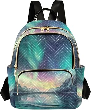 Aurora Borealis Pattern Mini Backpack Purse, Waterproof Mini Backpack for Women 8.5 L