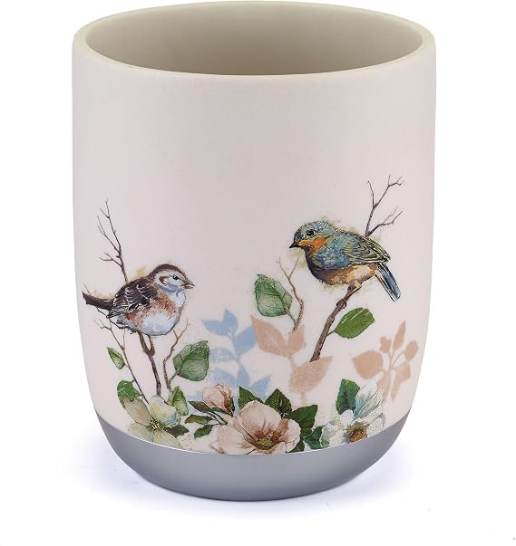 Avanti Linens - Waste Basket, Decorative Trash Can, Nature Design Bathroom Decor (Love Nest Collection)