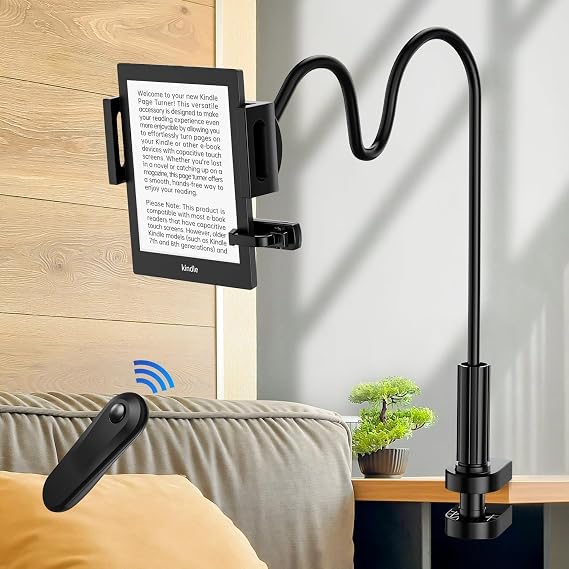 Kindle Stand with Remote Page Turner, Kindle Holder for Reading in Bed
