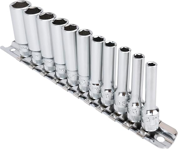 Genius Tools 11PC 1/4" Dr. Metric Deep Hand Socket Set - GD-211M