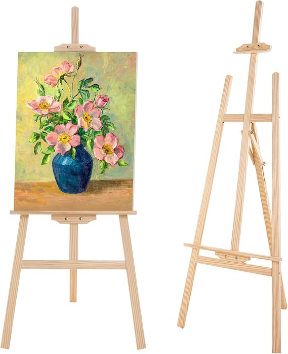 Falling in Art Adjustable Wooden Easel Stand for Painting&Display, Natural
