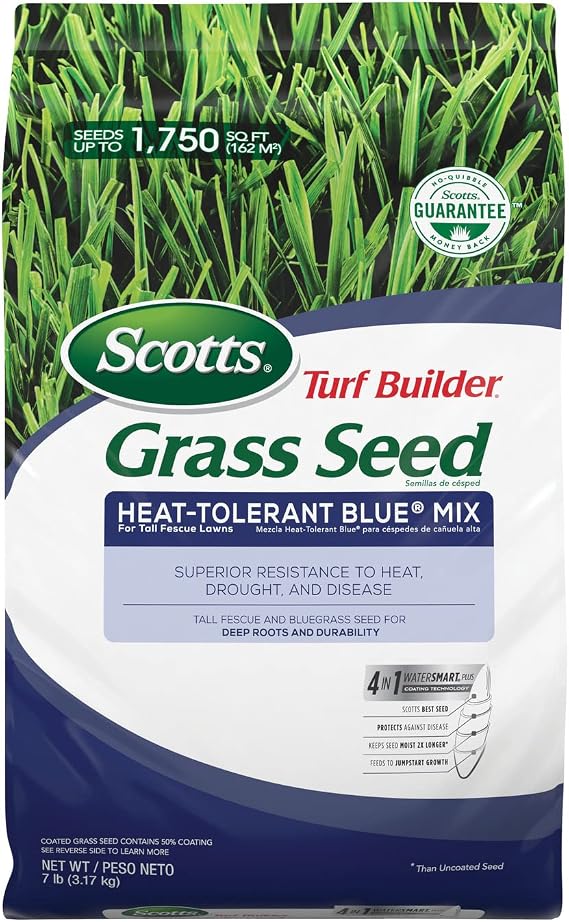 Scotts Turf Builder Grass Seed Heat-Tolerant Blue Mix for Tall Fescue Lawns for Heat, Drought & Disease Resistance, 7 lbs.