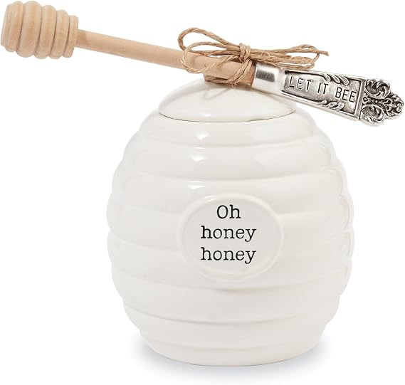 Mud Pie Honey Pot Serving Set, White