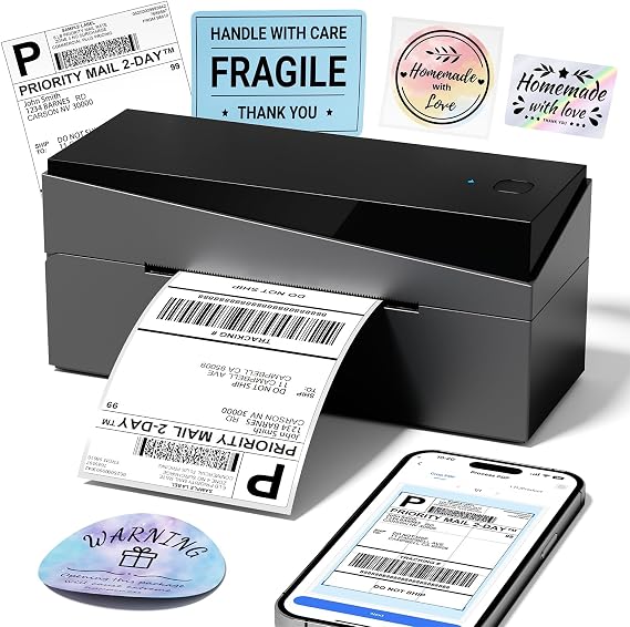 Bluetooth Shipping Label Printer 4x6, WirelessThermal Printer