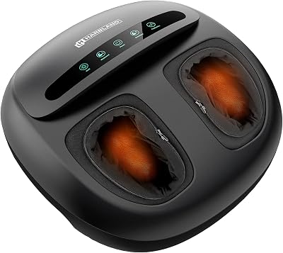 Foot Massager Machine, HARBLAND Electric Foot Massager with Shiatsu Kneading Rolling, Air Compression and Heat Function, Adjustable Intensity for Plantar Fasciitis Relief, Fit to Size 12