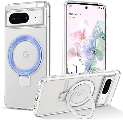 CameCosy for Google Pixel 8 Case 2023 with Magnetic Ring Stand [Compatible for MagSafe],Crystal Clear Design Drop Protection Non-Yellowing Shockproof Kickstand Cover for Google Pixel 8 6.2