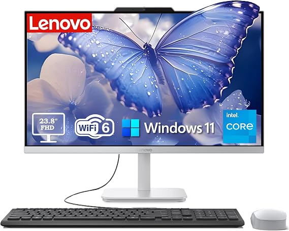 Lenovo IdeaCentre 24 FHD AIO Desktop Computer, 8GB RAM, 512GB PCIe SSD | 2026 for Home and Office, Intel 8-Core Processor(up to 3.8 GHz), WiFi 6, BT 5.2, RJ-45, HDMI & Mouse, Windows 11