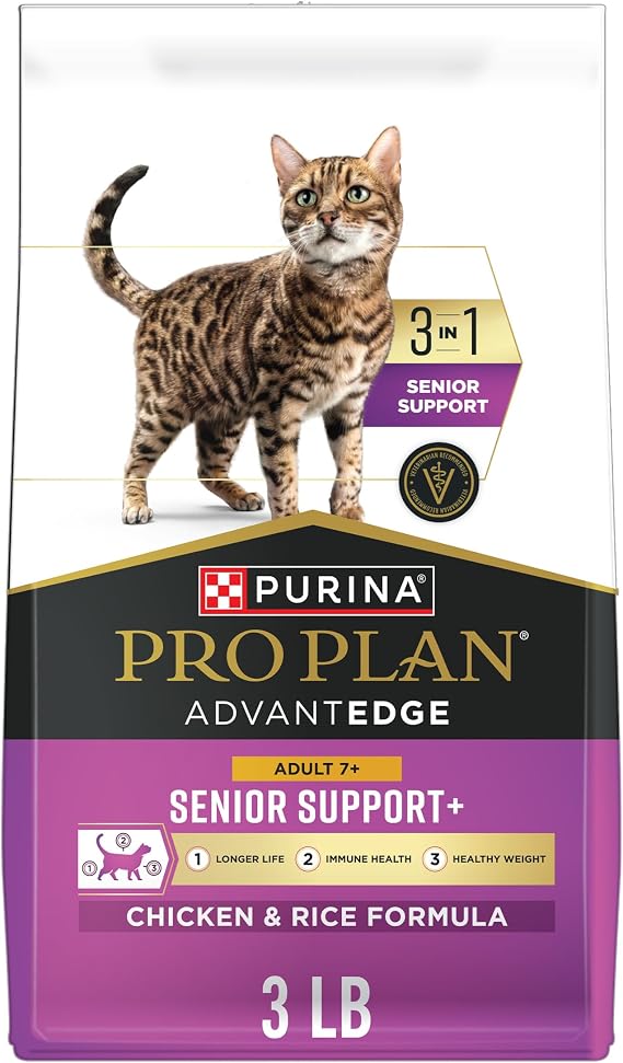 Purina Pro Plan AdvantEDGE Senior Support Dry Cat Food, Chicken, 3 lb Bag