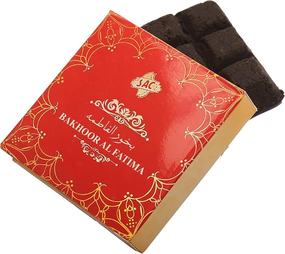 SAC Bakhoor Fatima Incense Bar 1.2 Oz (35g) by SAC - High Grade Premium Incense of Sandalwood Powder, Oud Powder, Musk and Perfumery Sugar | 9 Bricks Assorted Scents in One Square Shape