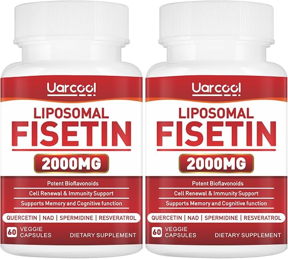Fisetin Supplement 2000mg for Healthy Aging and Longevity, Skin Health, Brain - Soy Free, Vegetarian - 60 Softgels(2 Bottles)