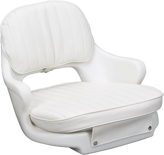 Moeller Marine Moeller ST2000-HD, Boat Helm Seat and Cushion, Includes Mounting Plate , White , 24.5" x 20" x 16"