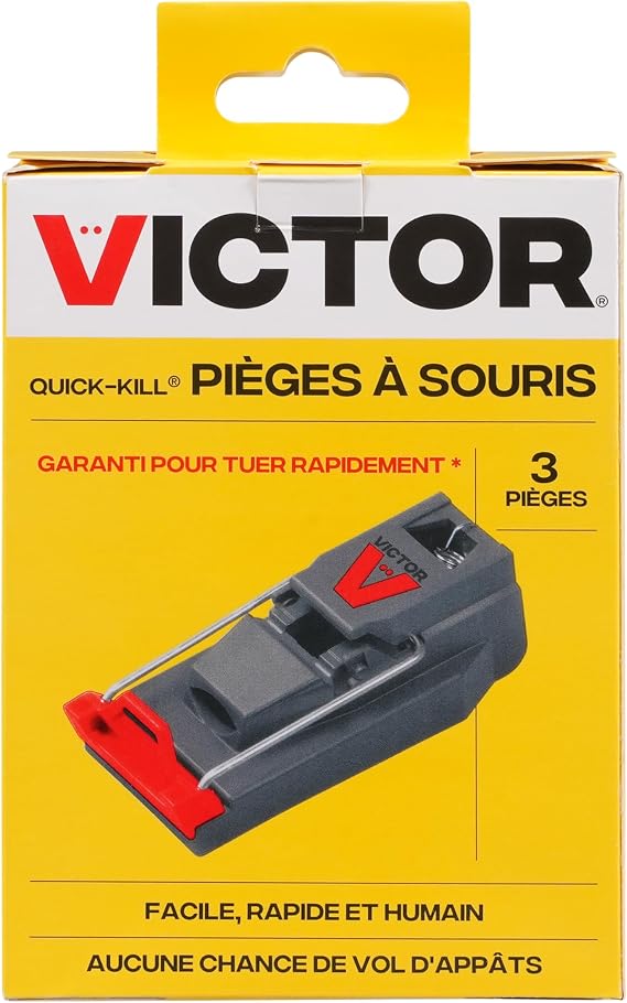 Victor M140-3B Quick-Kill Mouse Traps Indoor for Home - 3 Reusable Mouse Traps