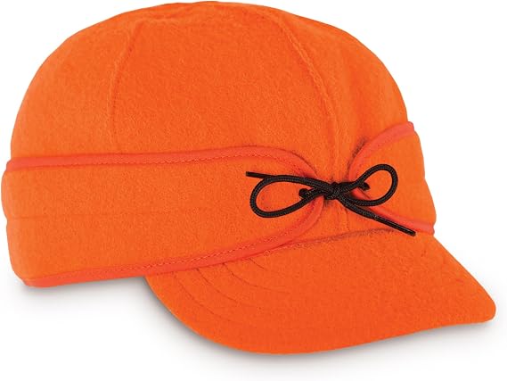 Stormy Kromer The Original Cap, Blaze Orange, Size 7 5/8 | Wool Blend Hat, Winter Warm Outdoor Cap for Men, Women, with Cotton Flannel Lining, Earflaps, Classic Cold Weather Gift