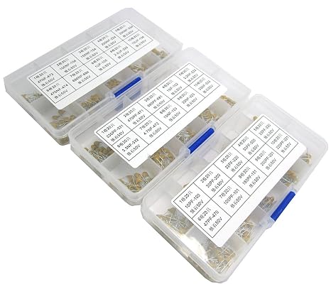 600PCS 30 Values 10pF to 10uF (each Value 20pcs) Multilayer Monolithic Ceramic Capacitor Set Assortment Kit + Plastic Box